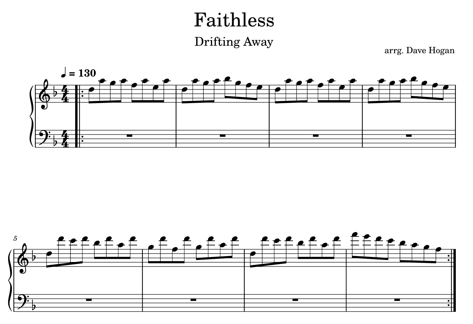 Photo of Faithless Drifting Away Musical notation score